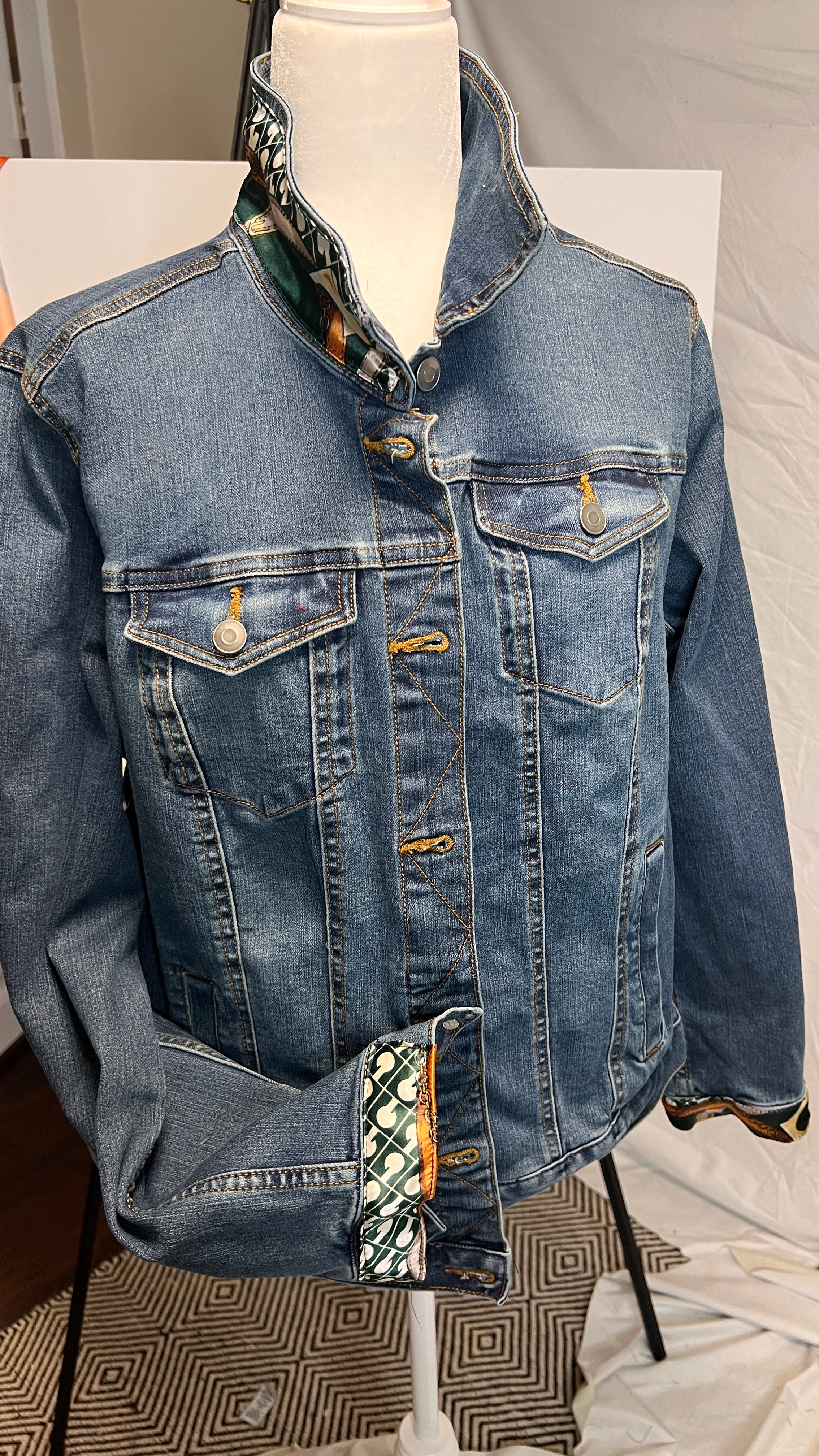 Authentic Designer Scarves on Denim Jacket – J.Coffey and Company