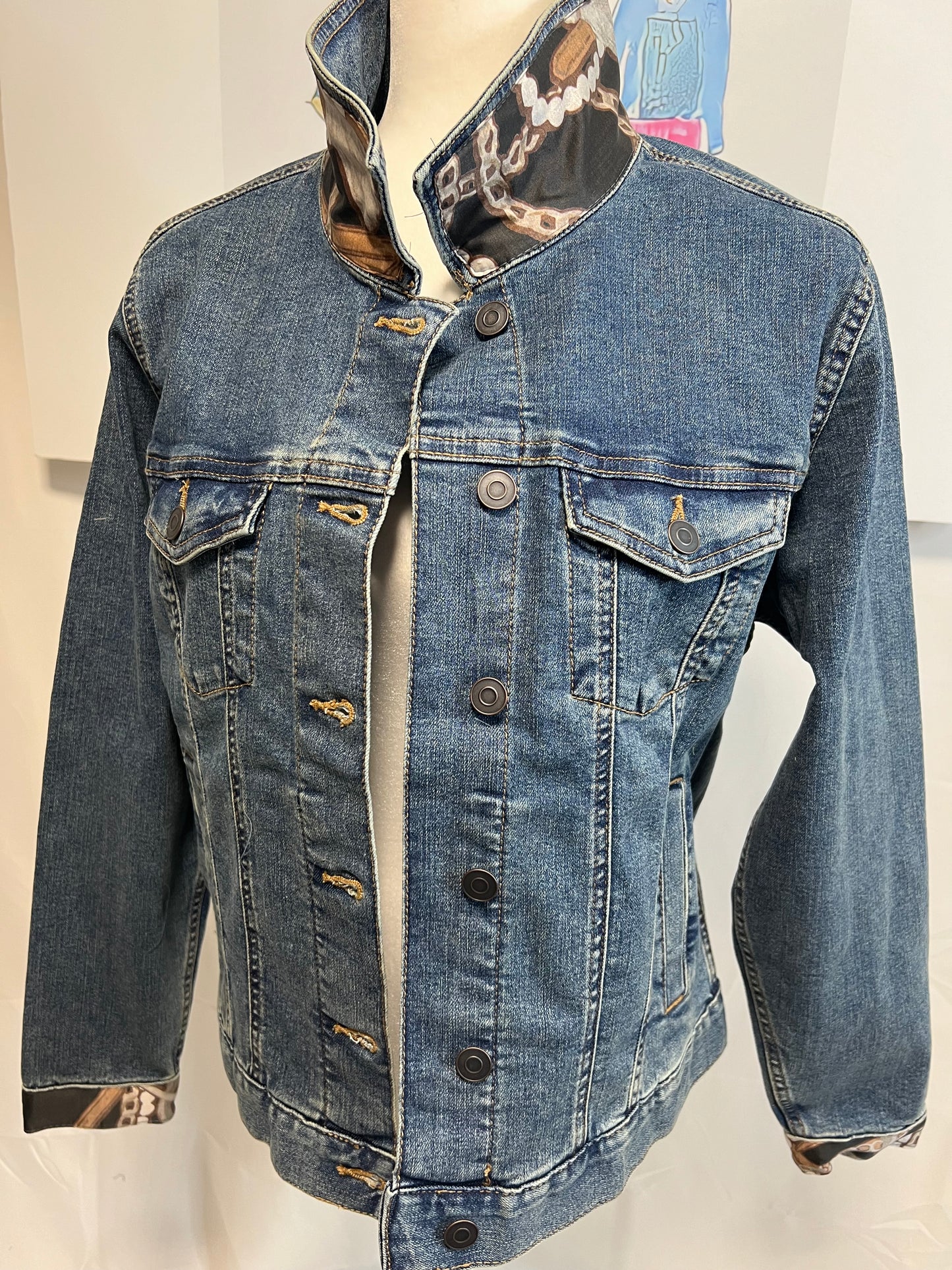 Pearls and Stirrups on Denim Jacket