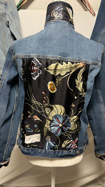 Jilli Vintage Gucci Scarf Denim Jacket
