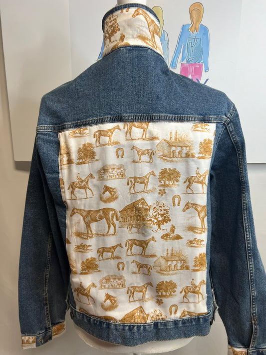 Horse Farm Toile on Denim Jacket