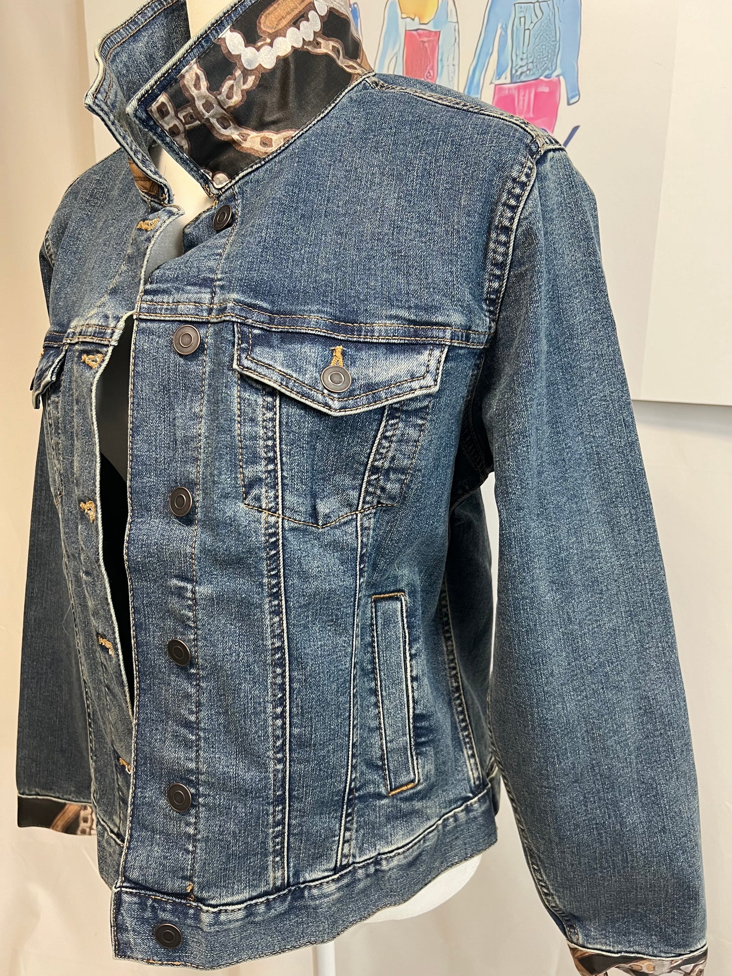 Pearls and Stirrups on Denim Jacket