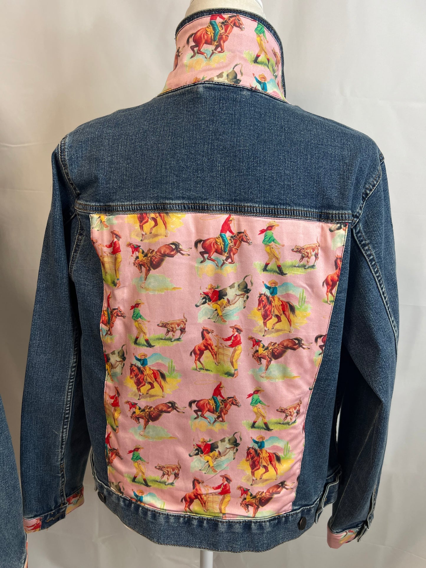 Retro Cowgirl on Denim Jacket Size Large