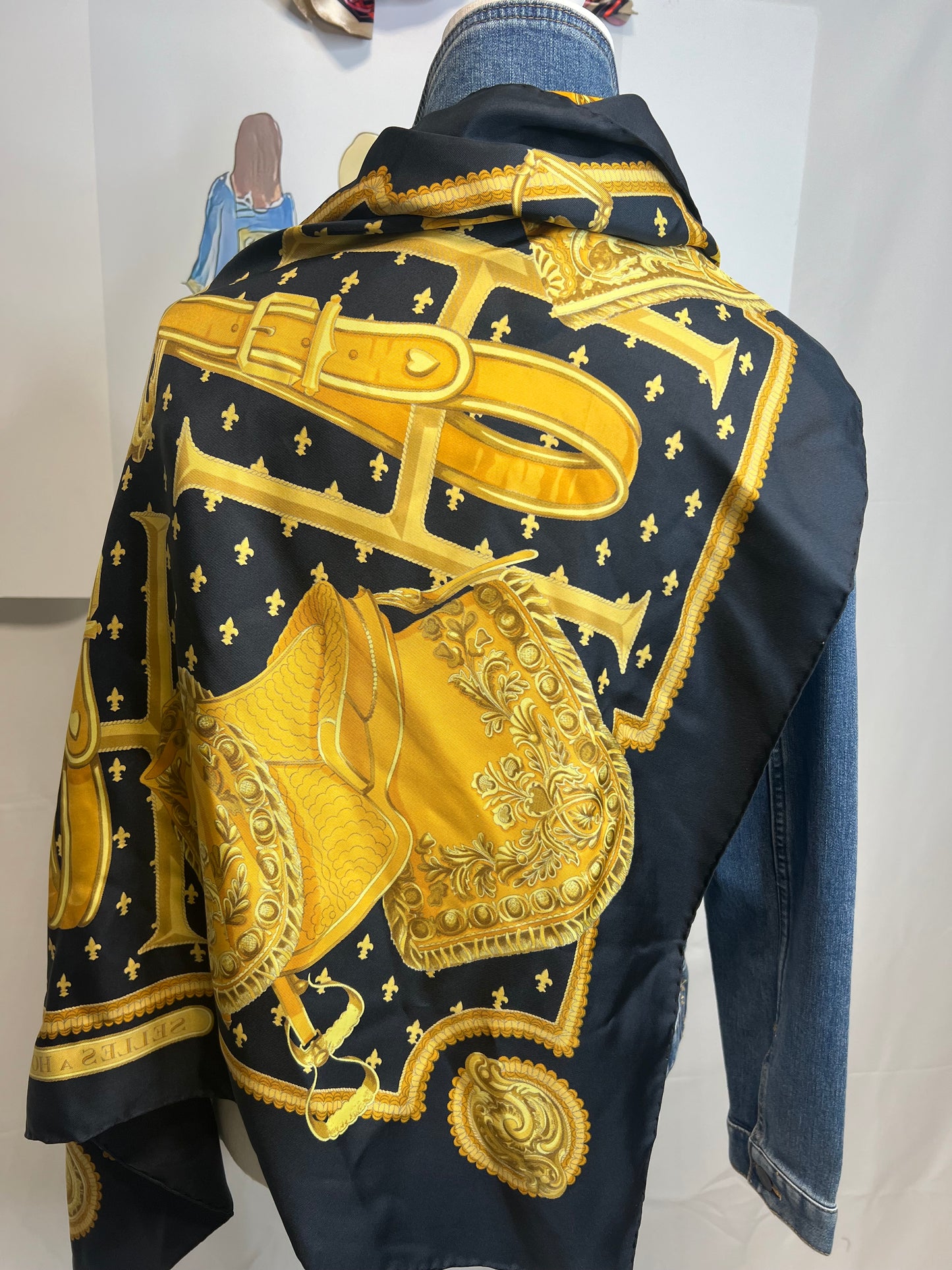 “H”  Black and Gold on Blue Denim Jacket