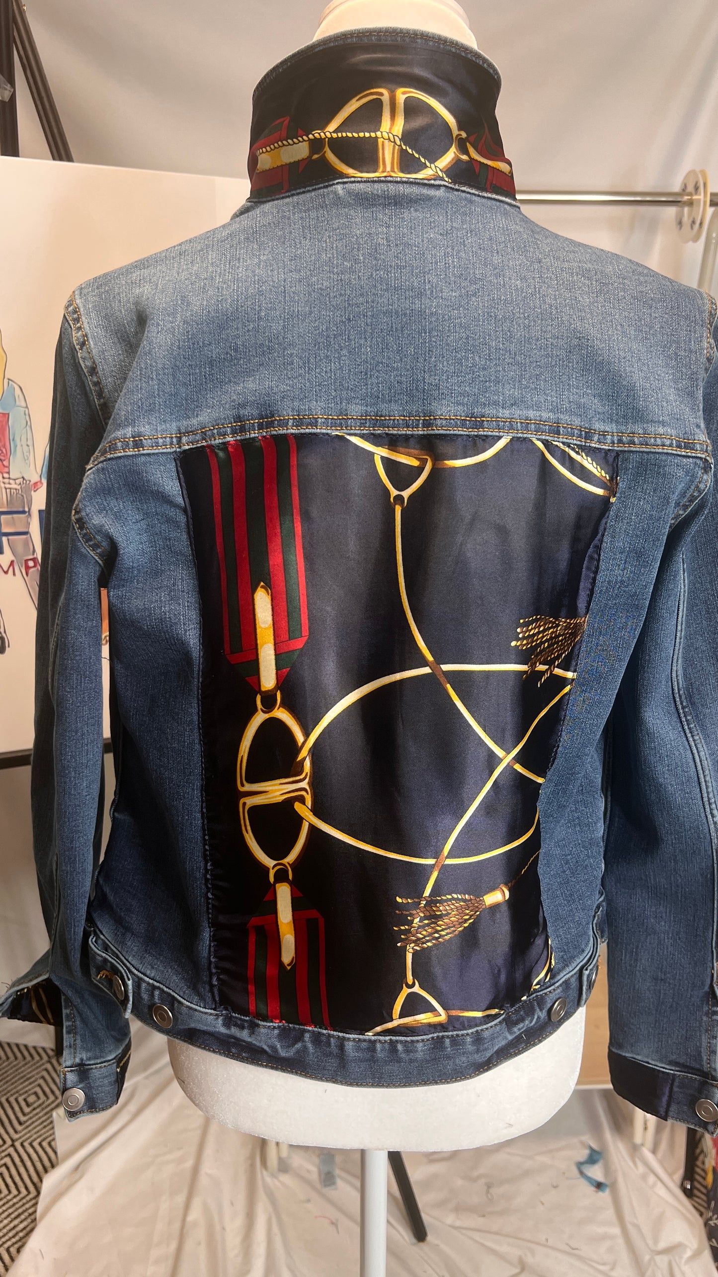 Classic Navy and Gold -Blue Denim Jacket