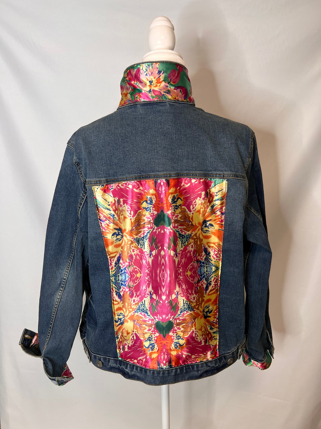 Embellished Denim Jacket, Thai Floral, Size XS